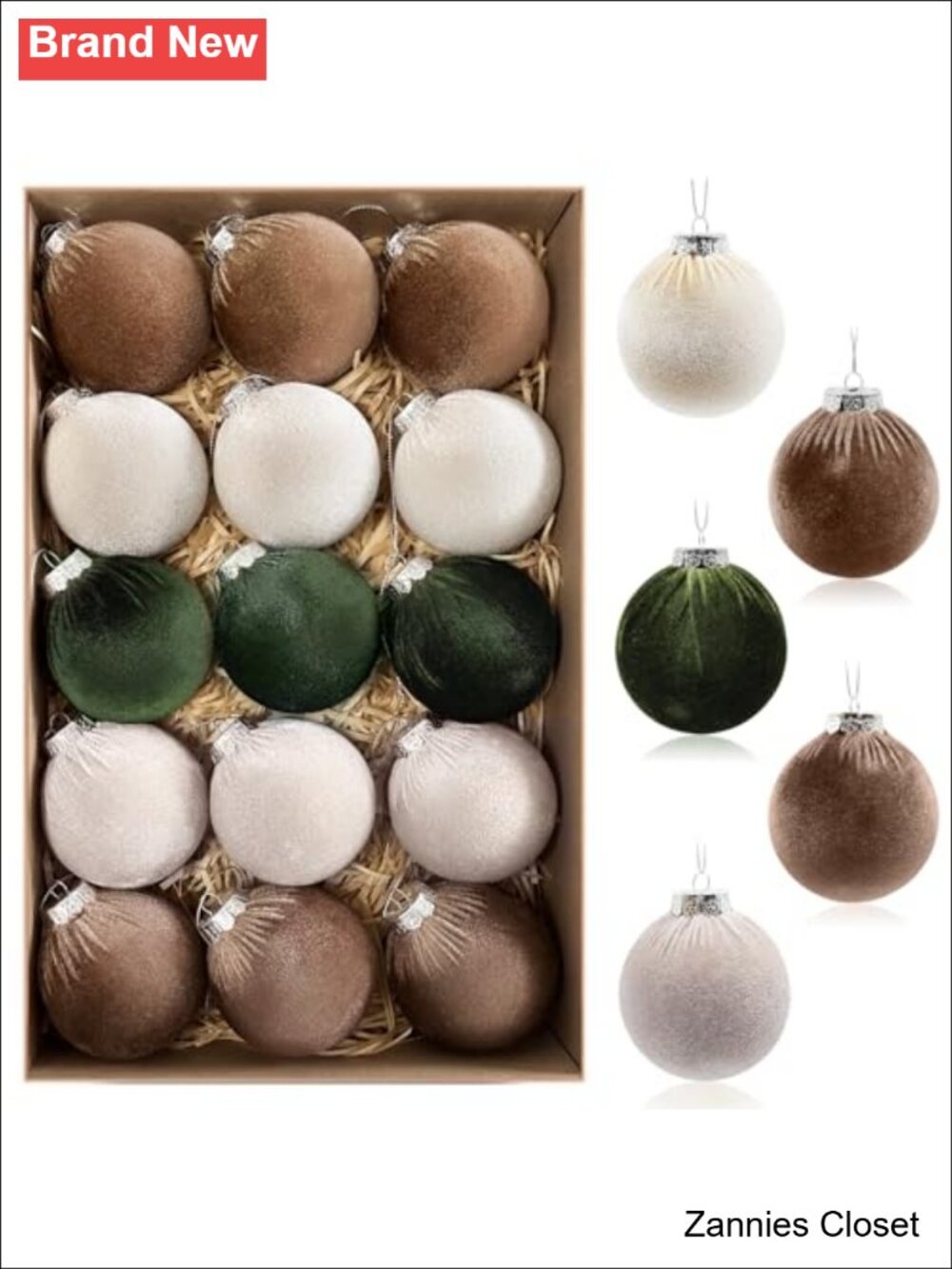 🎄 Velvet Christmas Tree Ornaments Shatterproof Hanging Balls Holiday